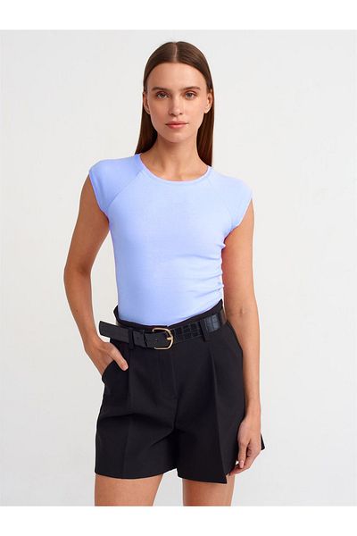 Dilvin 30811 Tricou albastru cu gât crew