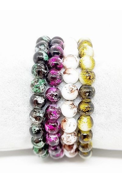 Kusakli Set of 4 Mixed Glass Beaded Bracelets