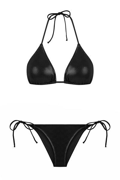 AQUELLA Shiny Black Triangle Bikini Set