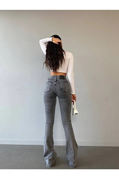 Lixera Pena Likralı Füme Kar Yıkama Yüksek Bel Ispanyol Jean Pantolon