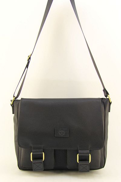 HNB Black Faux Leather Waterproof Laptop Bag - Unisex Business School Document Postman