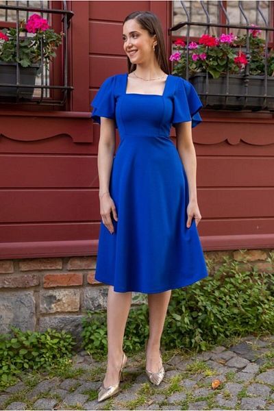 GDS BUTİK Rochie midi evazată cu mâneci cu volan
