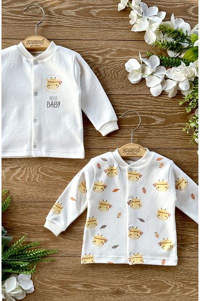 PATSAN 2-Piece Cotton Baby Top Cardigan Set Giraffe