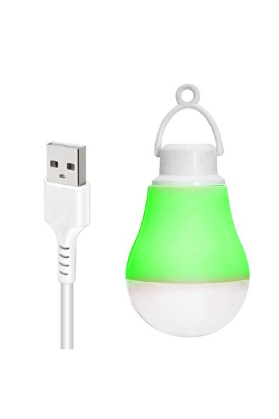 nelerbulurum TÜM USBLİ CİHAZLARA UYGUN 5 VOLT 5 WATT 1 METRE USB KABLOLU BEYAZ AMPUL KARAVAN BAHÇE KAMP LAMBASI