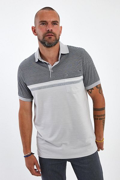 ENQUE Ανδρικό μακρύ γκρι μπλουζάκι Comfort Basic Polo με τσέπες