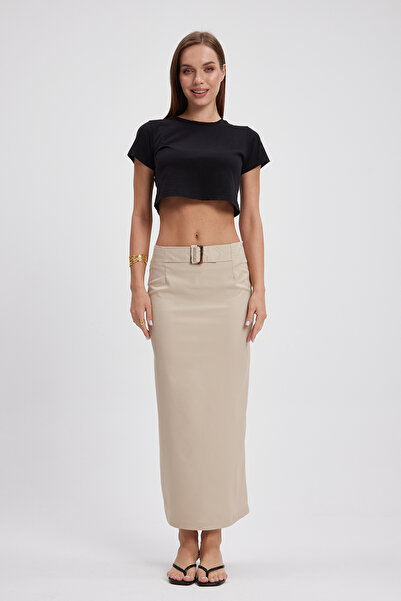 missşuşivibe Pamuklu Bej Rengi Uzun Etek