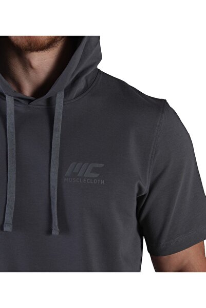 MUSCLECLOTH Mc-x Kapüşonlu Kısa Kollu Sweatshirt Füme