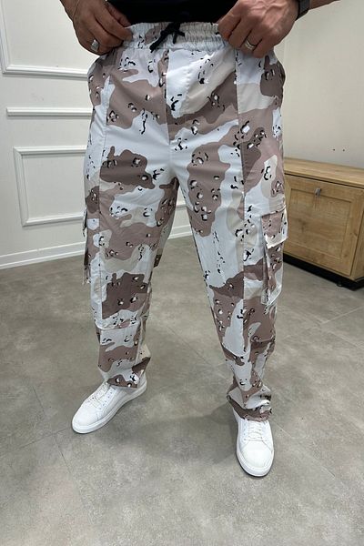 MADZEYMODA Ανδρικό παντελόνι παραλλαγής με φαρδύ ρυθμιζόμενο πόδι με τσέπες Cargo