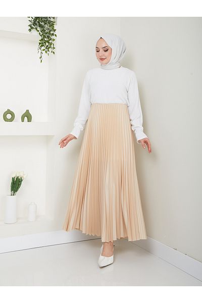 VOLT CLOTHİNG Damen Faltenrock - Basic Modell mit Gummibund