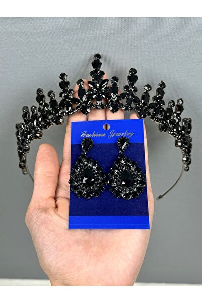 Limelia مجموعة أقراط الزفاف والمكوك من حجر الكرستال الأسود