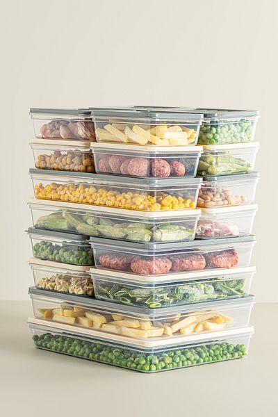 FİTHOME Deep Freezer and Refrigerator Organizer Set of 6 Airtight Storage Containers 4X2400Ml 2X1170Ml