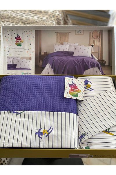 Sudemhome King Size Purple Dowry Pique Set - 100% Cotton, Double