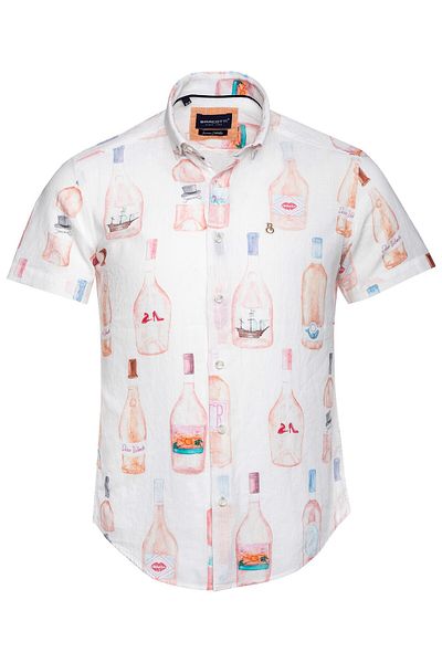 marufshop Large Size Men's Linen Shirt - 118-191 Kilo, Short Sleeve
