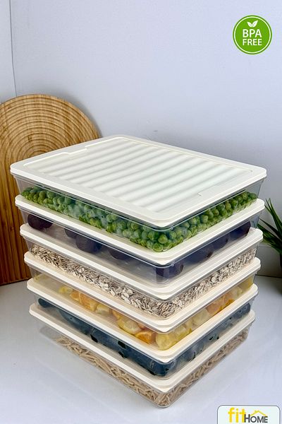 FİTHOME 6Pcs 2400ml Freezer Deep Freezer Refrigerator Organizer Airtight Storage Container