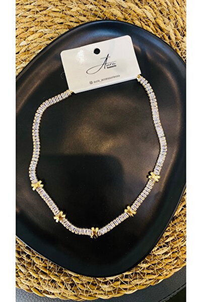 AURA Su Yolu Çelik Kolye Gold Oxo