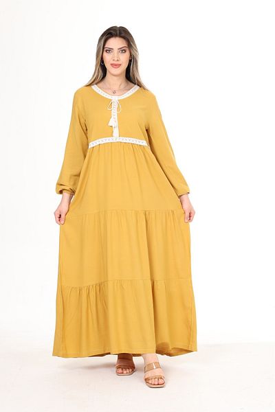 mervemoda Καλοκαιρινό γυναικείο φόρεμα με μακριά μανίκια