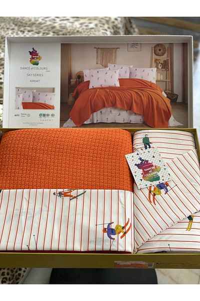 Sudemhome 100% Cotton King Size Double Pique Set - Tile Dowry Box