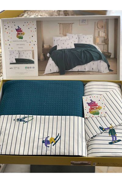 Sudemhome Set 100% bumbac King Size Double Pique - Suport pentru zestre din petrol