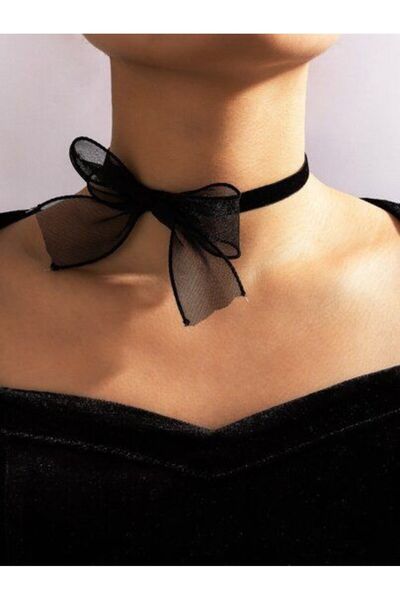 TakıConcept Fiyonklu Siyah Süet Choker, Kadın Kolye