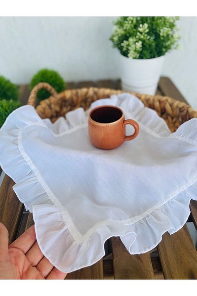 Decamor home Coș șervețel de prezentare cu volane de in