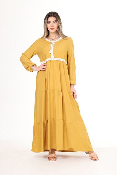 mervemoda Καλοκαιρινό γυναικείο φόρεμα με μακριά μανίκια