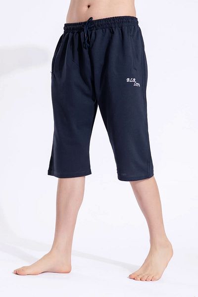 SuFd E Ticaret Navy Blue Unisex Capri Shorts - Cotton, Large Size
