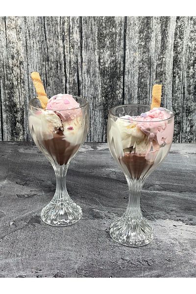YzHome 6-Person Crystal Glass Soft Drink Cup Footed Ice Cream Candy Bowl Magnolia Presentation Cup