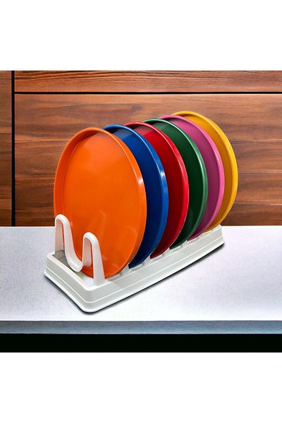 YzHome 6-Piece Metal Colored Presentation Serving Tray Tray 24cm