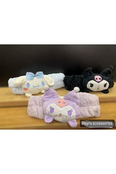 Meyra Accessories 1 piece cute hair bandana kuromi cinnamaroll lu plush hair bandana