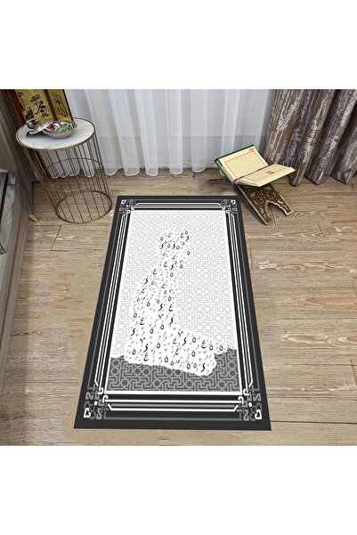 Hey Home سجادة صلاة للصلاة مطبوعة رقمية قابلة للغسل، V-SECCADE-38-GREY