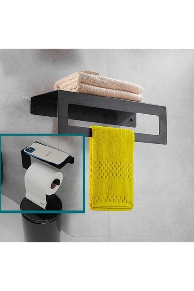 risingmaber Metal Banyo Havlu Askılığı & Tuvalet Kağıdı Askılığı 2li Set Mat ...