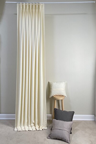 ARIKAN HOME جودة عالية - ستارة خلفية أمريكية بلون كريمي فاتح قابلة للغسل (1/3 بطارية رطبة) 70 × 250