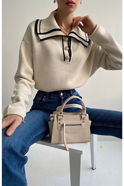 De Pose Γυναικείο πλεκτό πουλόβερ με γιακά πουκάμισο