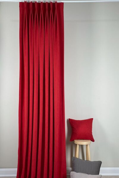 ARIKAN HOME High Quality Washable Sunset Red Color American Pleat Background Curtain 1/3 Close Pleat