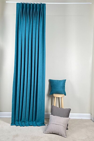ARIKAN HOME High Quality Dark Turquoise Colored American Pleat Background Cur...
