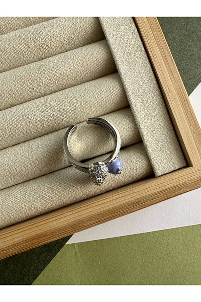 ringbox Lilac Silver Color Ring - Heels and Zircon Stone Detail