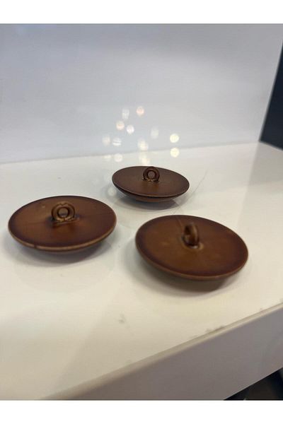 Taşkın Aksesuar 3.5cm Coffee Color Button with Handle - 5 PCS Plastic Ornamental Pillow Accessory, Round with Throw Pillow Pattern