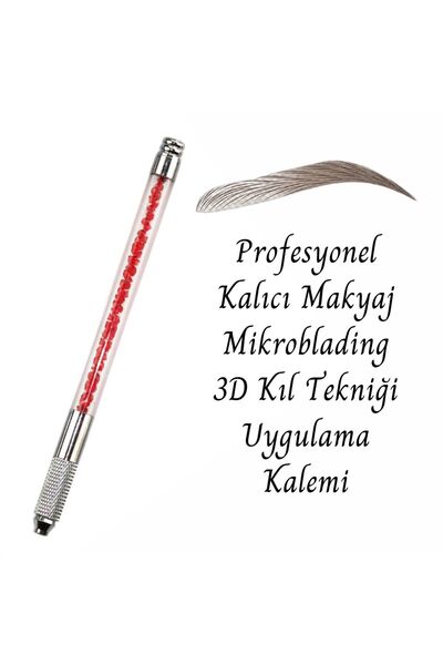 HD Profesyonel Kalıcı Makyaj Mikroblading 3d Kıl Tekniği Uygulama Kalemi - Pembe