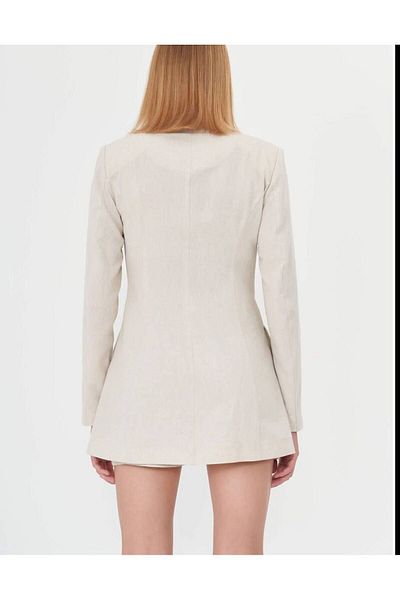 Sachistanbul Double Breasted Collar Linen Jacket