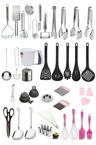 Homerest 36 Parça Modern Pasta Salata Makarna Maşası Kepçe Kevgir Spatula Kaş...