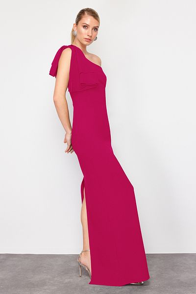 Trendyol Collection Φούξια υφαντό βραδινό φόρεμα και φόρεμα αποφοίτησης - TPRSS23AE00095