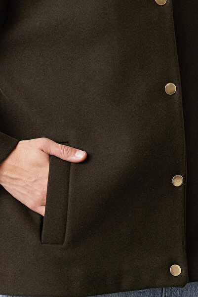 Trendyol Collection Khaki Knitted Stamp Oversize tenká bunda kabát - Twoaw25Mo00079