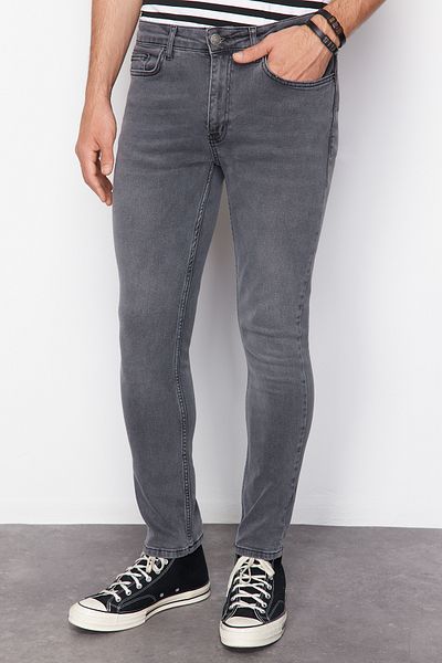 Trendyol Collection Γκρι Super Skinny Stretchy Υφασμάτινο Τζιν Τζιν παντελόνι TMNSS24JE00025