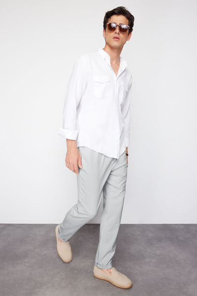 Trendyol Collection Сірі подвійні штани з еластичною талією TMNAW21PL0107