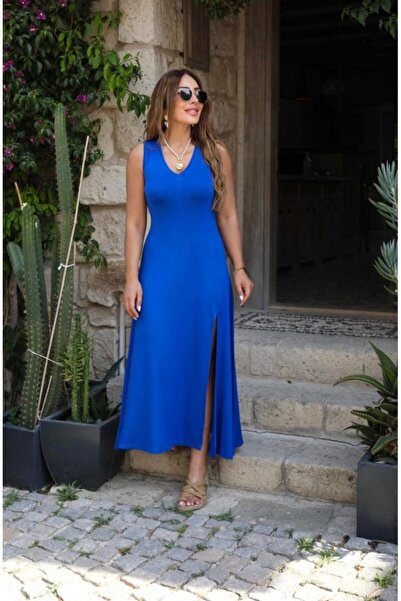 Ebedi Rochie de damă din viscoză cu bretele groase cu decolteu în V