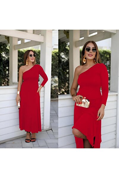 Moka Shopin Long Sleeve One Shoulder Crepe Women's Dress