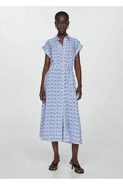 MANGO Woman Rochie cămașă cu brâu