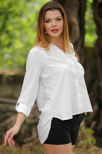 Chiccy Cămașă casual cu mânecă lungă, cu guler Hakim, cu buzunare și cu nasturi