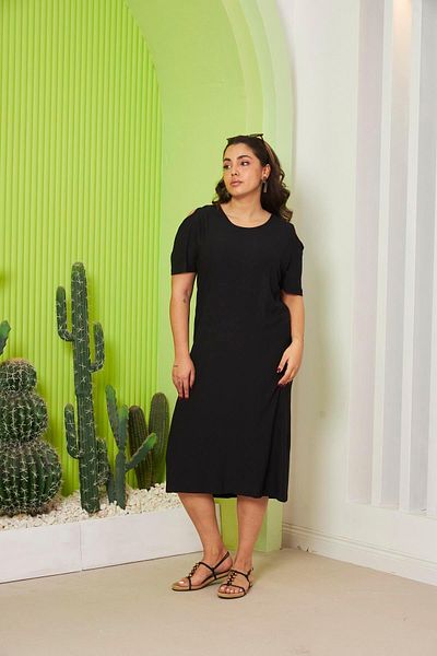 RMG Plus Size Black Wrap Dress