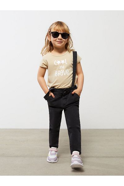 LC Waikiki Elastic Waist Cotton Baby Girl Jean Trousers